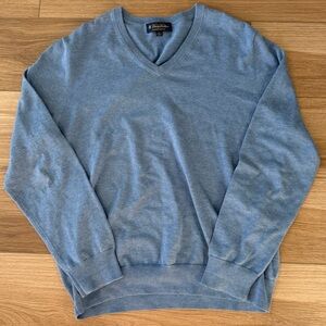 Brooks Brothers V-Neck Blue Cotton Sweater